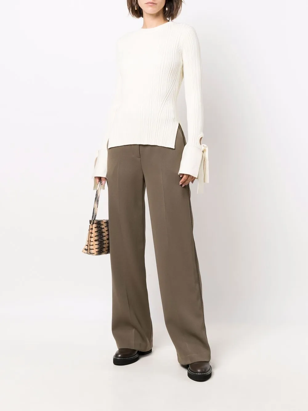 3.1 Phillip Lim Wide-leg Side-stripe Trousers In Brown