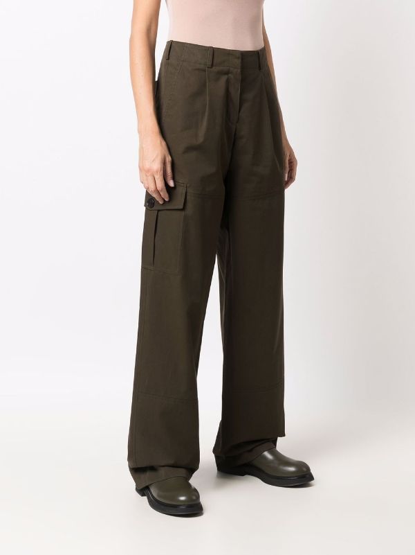 khaki wide leg cargo pants