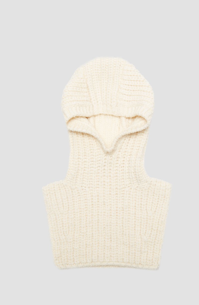 Chunky Knit Balaclava-white #0 Chunky Knit Balaclava, Ivory wool chunky knit balaclava from 3.1 PHILLIP LIM featuring chunky knit, ribbed detailing and tonal design.- 2
