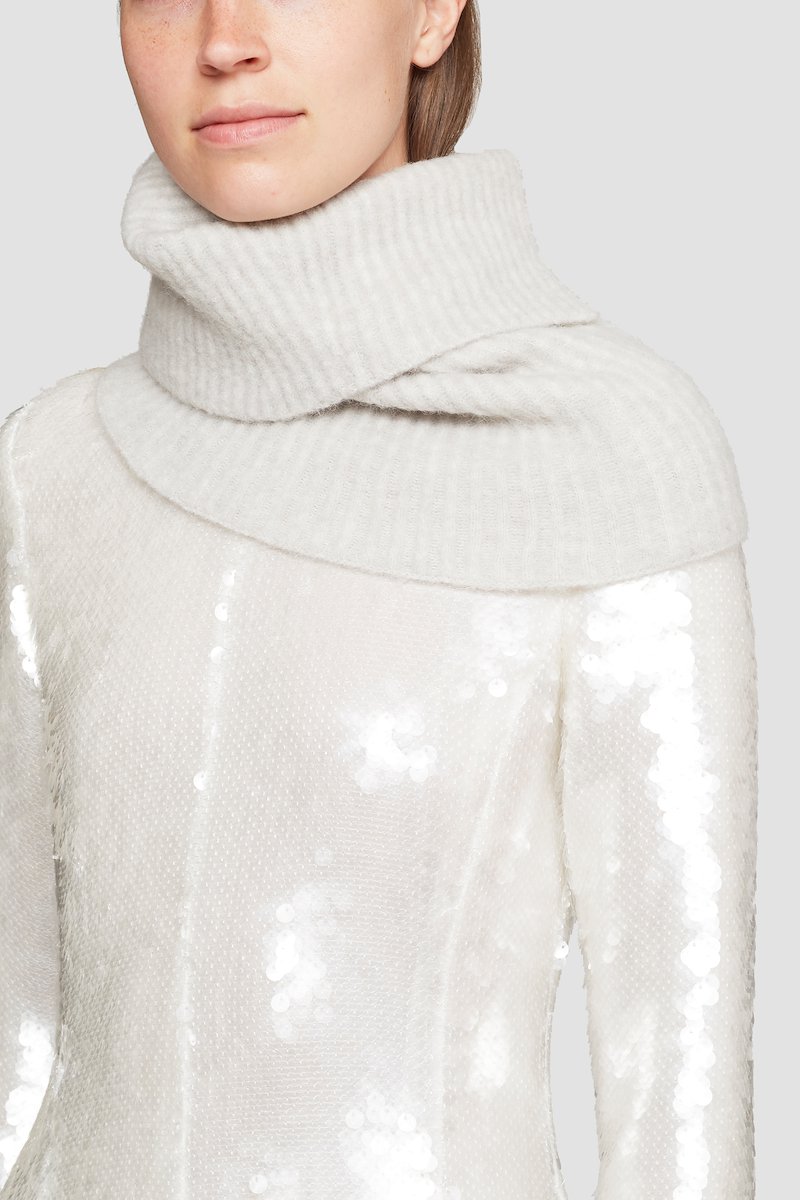 Ribbed Knit Snood-white #0 Ribbed Knit Snood, null- 0