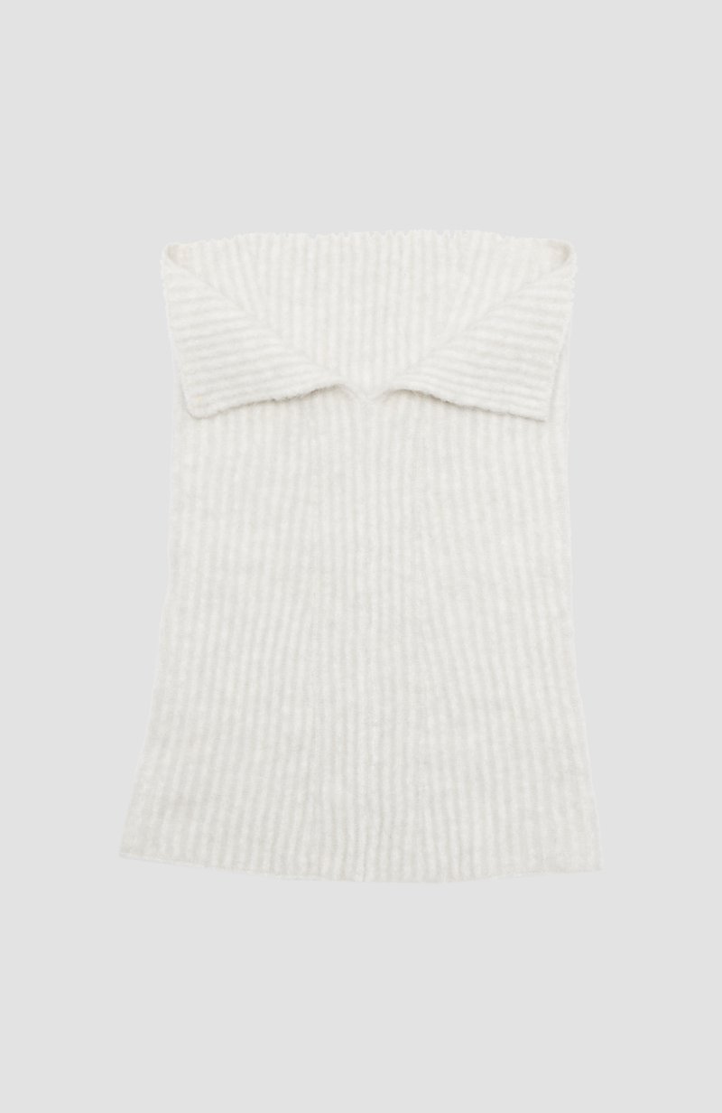 Ribbed Knit Snood-white #1 Ribbed Knit Snood, null- 3
