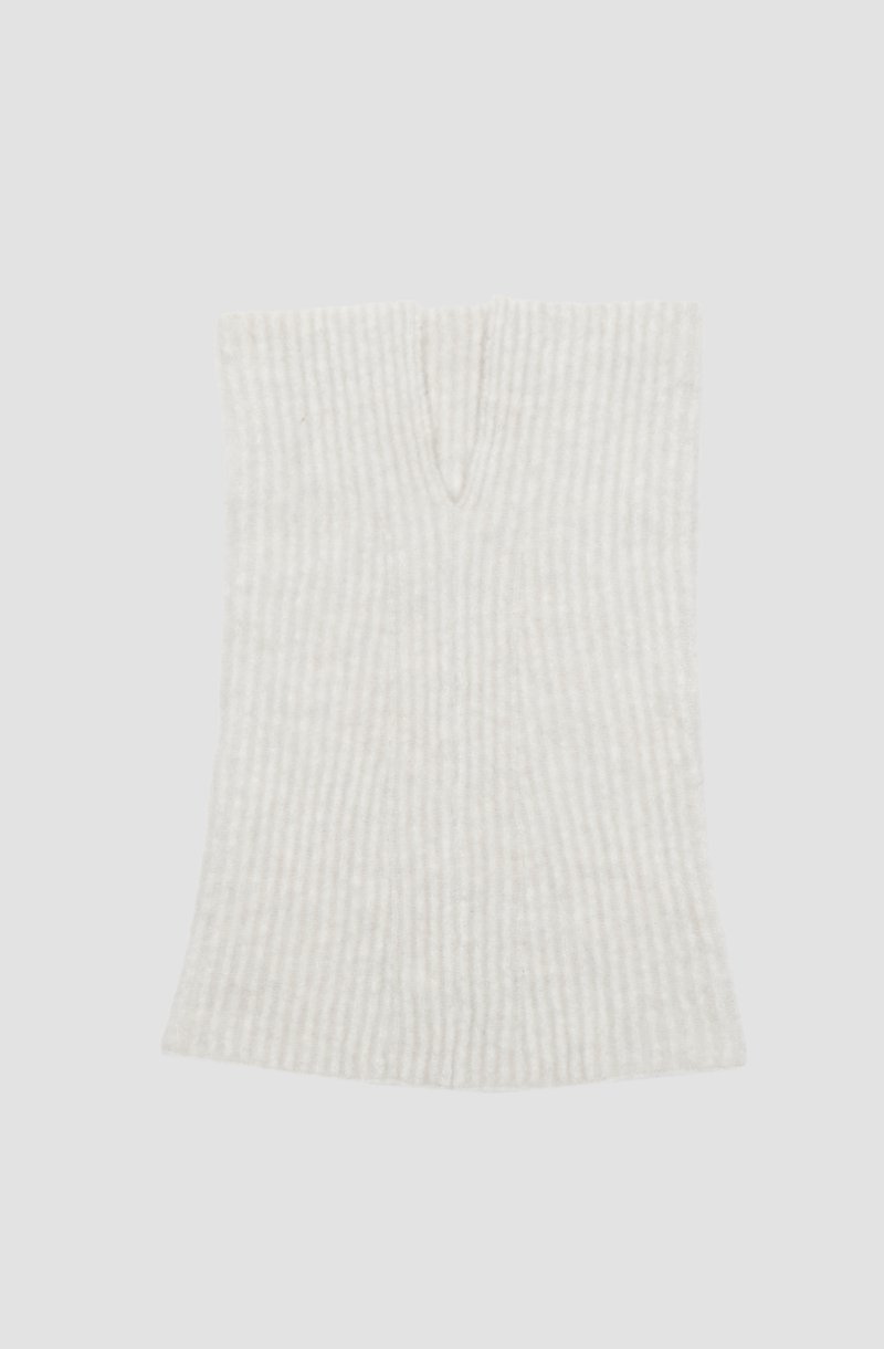 Ribbed Knit Snood-white #0 Ribbed Knit Snood, null- 2