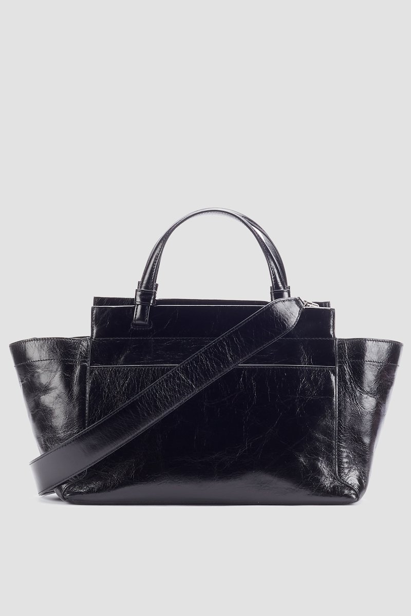Pashli Soft Mini Satchel-black #1 Pashli Soft Mini Satchel, Black leather Pashli crossbody bag from 3.1 PHILLIP LIM featuring high-shine finish, foldover top, front clasp fastening, top zip fastening, main compartment, two rounded top handles and single shoulder strap.- 3