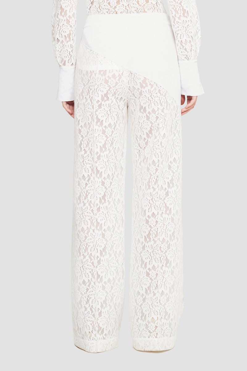 Flocked Lace Full Length Trouser-white #1 Flocked Lace Full Length Trouser, null- 5