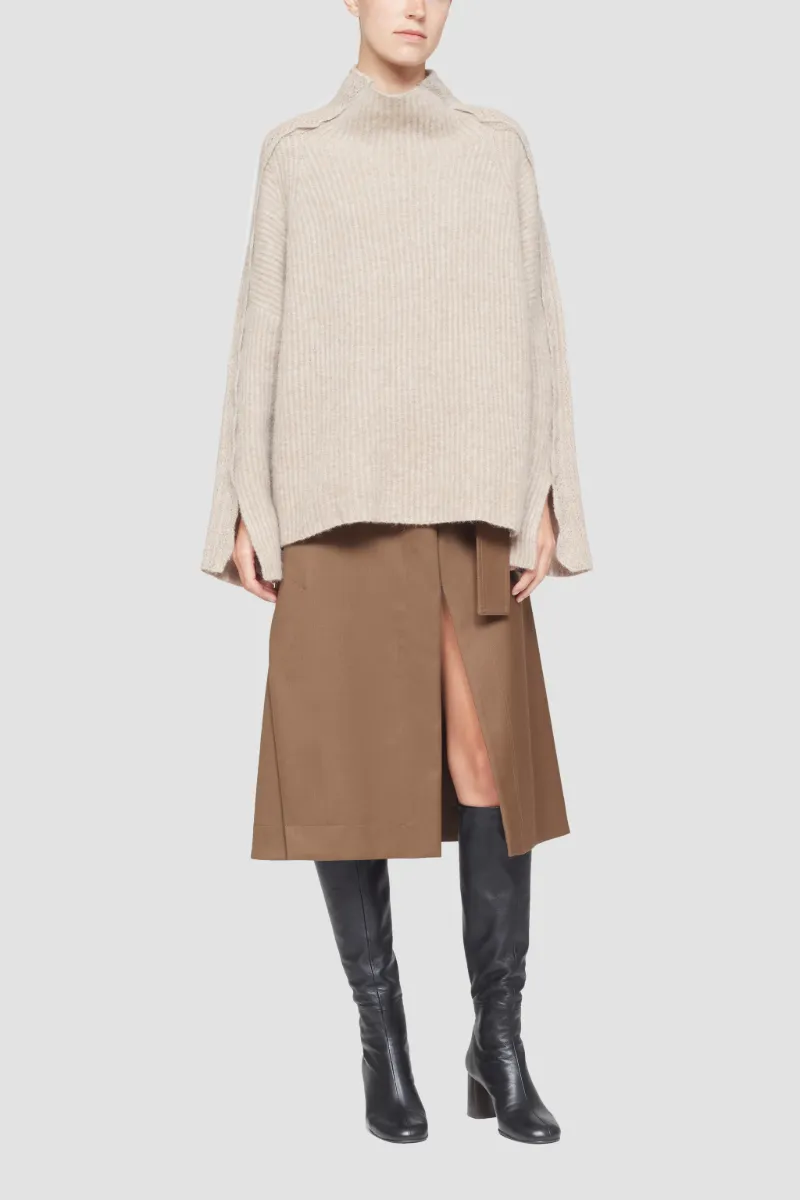 Long Sleeve Funnel Neck Pullover With 