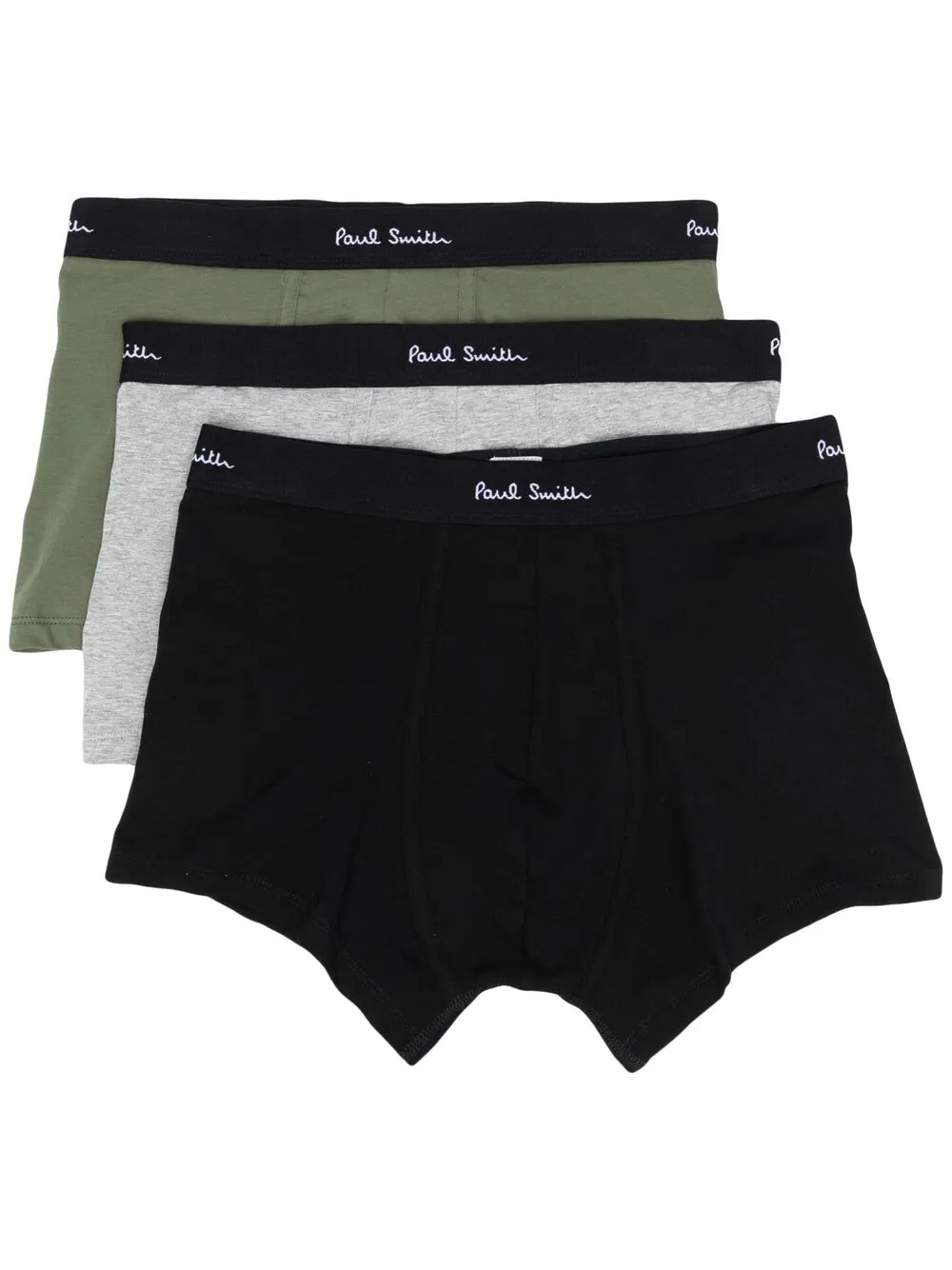 Paul Smith Logo-tape Three-pack Boxer Briefs In Green