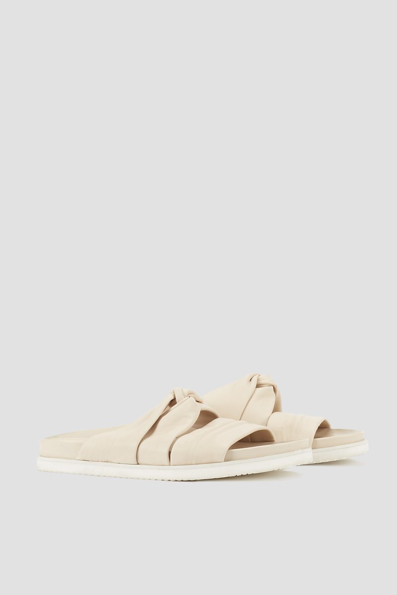 Twisted Pool Slide-neutrals #1 Twisted Pool Slide, Almond twist-detail open-toe slides from 3.1 PHILLIP LIM featuring twist detailing, open toe, slip-on style and flat sole.- 1