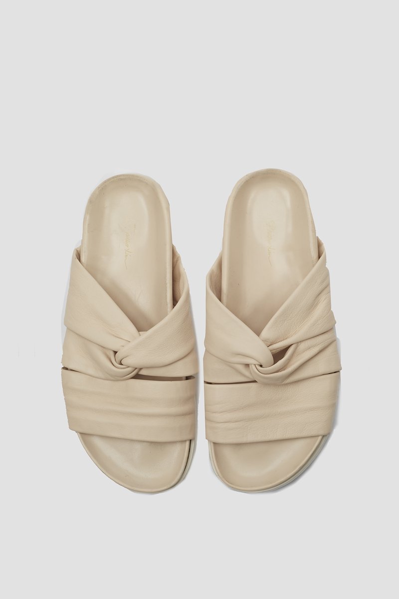 Twisted Pool Slide-neutrals #1 Twisted Pool Slide, Almond twist-detail open-toe slides from 3.1 PHILLIP LIM featuring twist detailing, open toe, slip-on style and flat sole.- 3