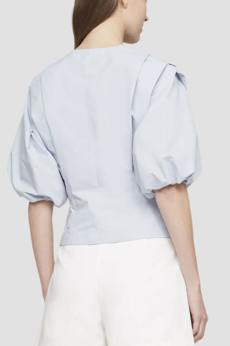 Puff Sleeve Zip-Up Top in blue | 3.1 Phillip Lim Official Site