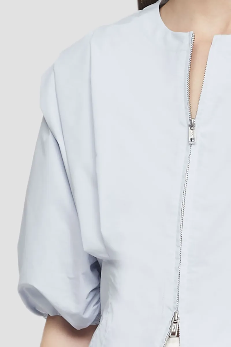 Puff Sleeve Zip-Up Top in blue | 3.1 Phillip Lim Official Site