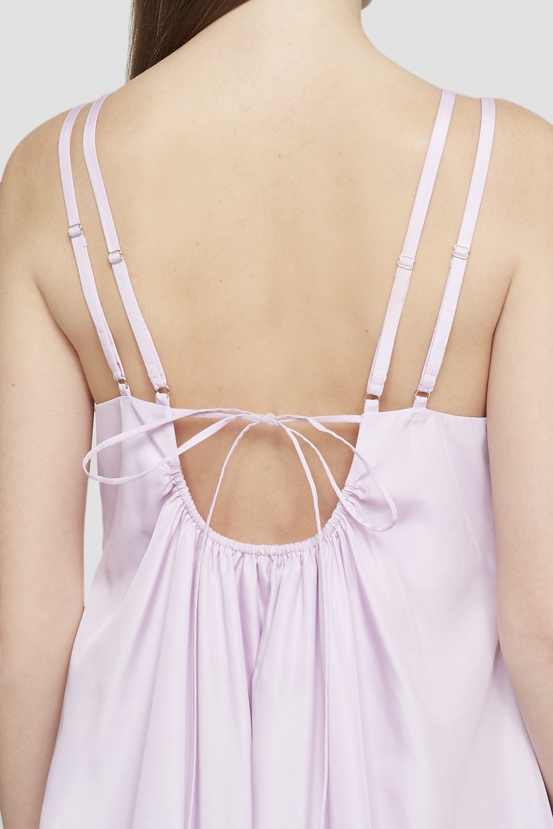 Multi Strap A-Line Taffeta Dress-pink #1 Multi Strap A-Line Taffeta Dress, Lavender square-neck sleeveless dress from 3.1 PHILLIP LIM featuring square neck, sleeveless, rear tie fastening, ruffle hem and tonal design.- 1