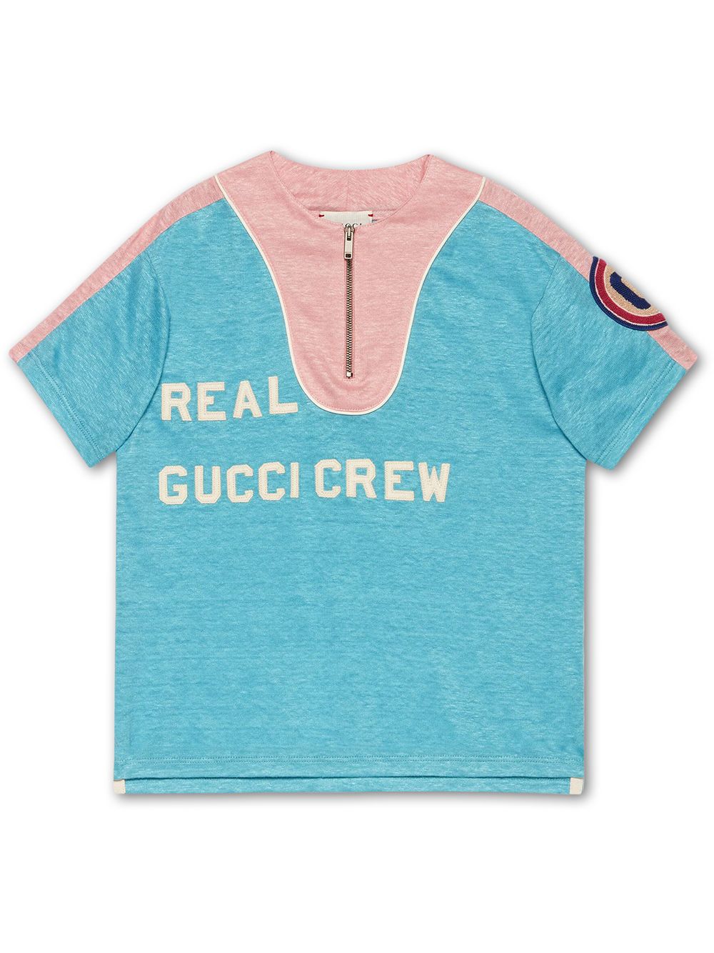 Gucci Kids' 'real  Crew' Print T-shirt In Blue