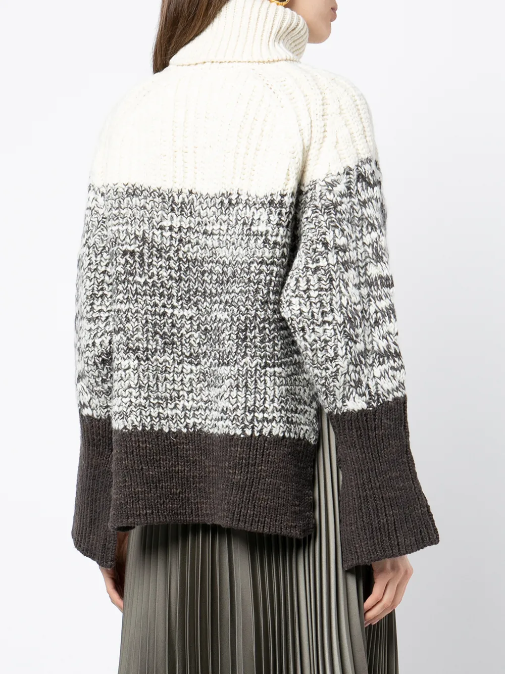 3.1 Phillip Lim Striped Cable-knit Wool Turtleneck Sweater In Multicolour