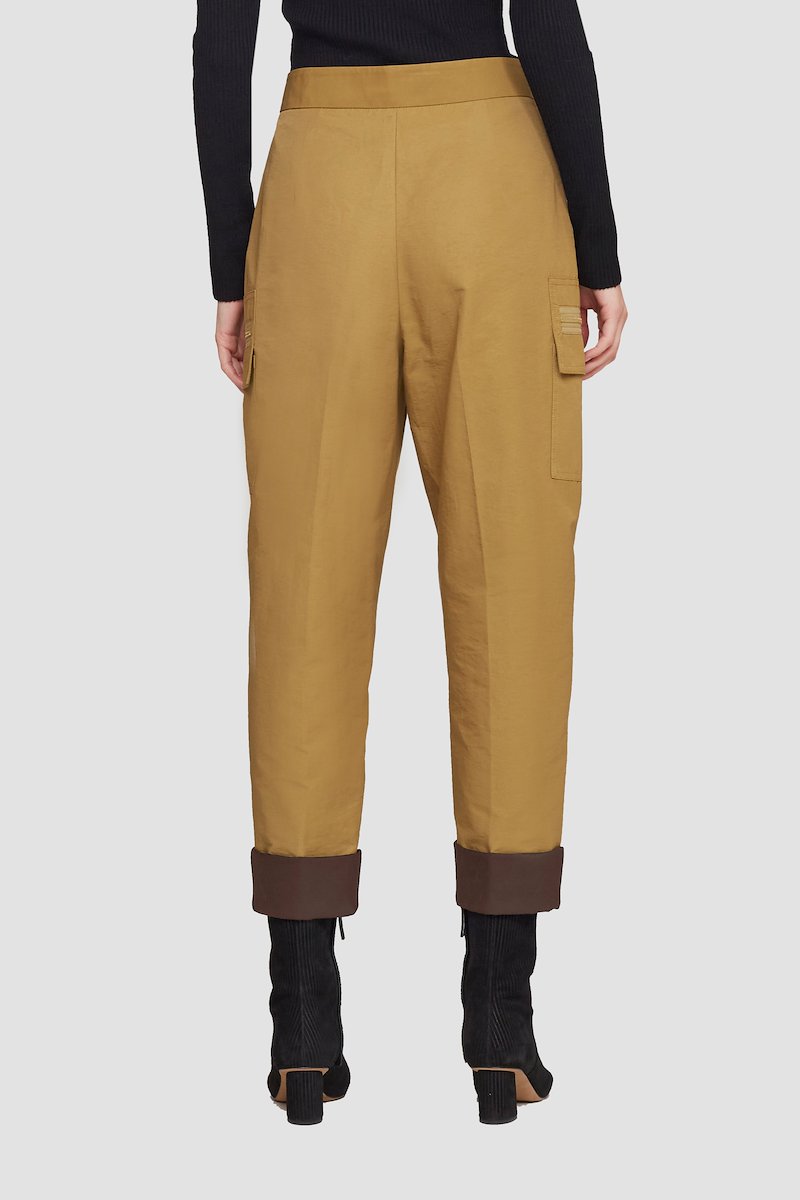 Buckled Cropped Trouser-yellow #1 Buckled Cropped Trouser, two-pocket belted slim trousers from 3.1 PHILLIP LIM featuring mustard yellow, pressed crease, contrasting trim, concealed front fastening, belted waist, slim cut and two side zip-fastening pockets.- 3