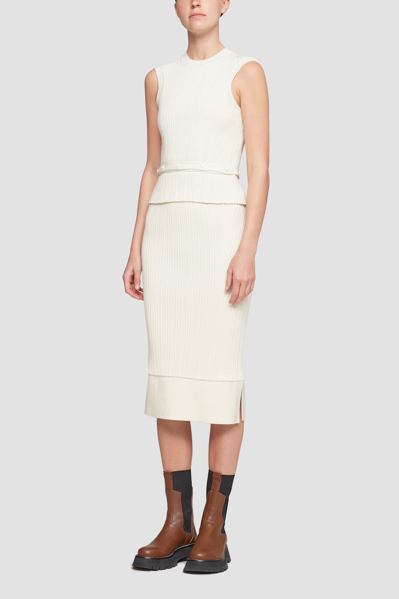 Ribbed Short Sleeve Top With Detachable Hem-white #0 Ribbed Short Sleeve Top With Detachable Hem, null- 0