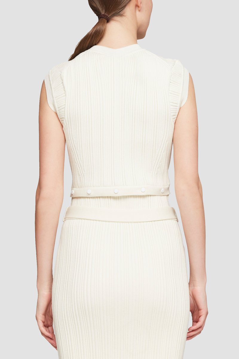 Ribbed Short Sleeve Top With Detachable Hem-white #1 Ribbed Short Sleeve Top With Detachable Hem, null- 3