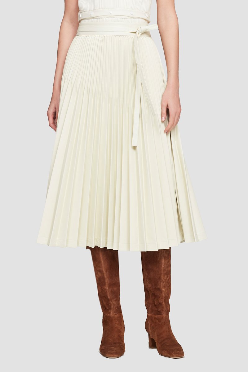 Leather Alternative Sunburst Pleated Skirt-white #1 Leather Alternative Sunburst Pleated Skirt, EGGSHELL Synthetic->Polypropylene Leather Alternative Sunburst Pleated Skirt from 3.1 Phillip Lim. - 3