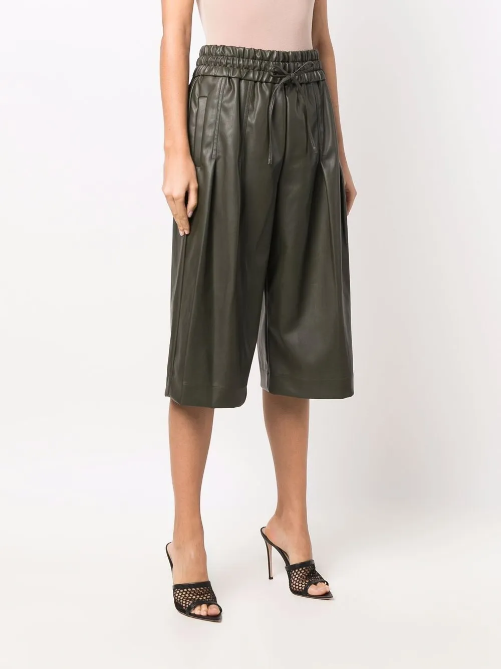 3.1 Phillip Lim Vegan Leather Drawstring Culottes In Green