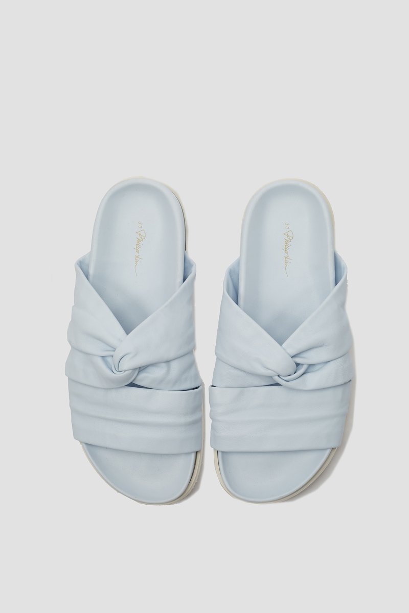 Twisted Pool Slide-blue #1 Twisted Pool Slide, Blue leather twist-detail open-toe slides from 3.1 PHILLIP LIM featuring twist detailing, open toe, slip-on style and flat rubber sole.- 3