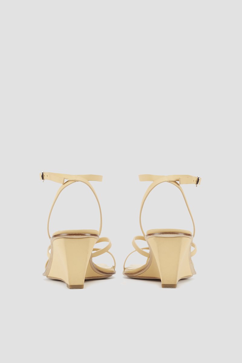 Laura Ankle Wrap Wedge Sandal-neutrals #1 Laura Ankle Wrap Wedge Sandal, Almond leather strap-detail wedge-heel sandals from 3.1 PHILLIP LIM featuring tonal design, open toe, strap detailing, buckle-fastening ankle strap and wedge heel.- 3