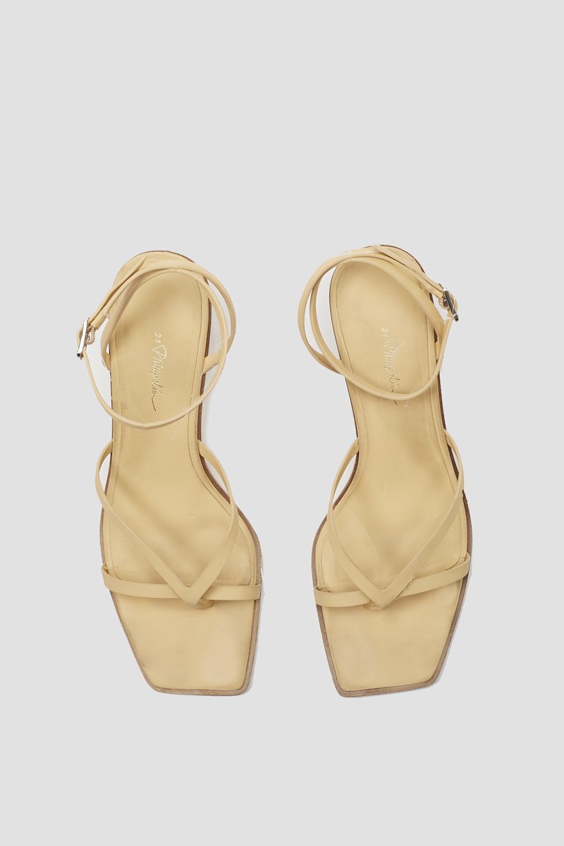 Laura Ankle Wrap Wedge Sandal-neutrals #0 Laura Ankle Wrap Wedge Sandal, Almond leather strap-detail wedge-heel sandals from 3.1 PHILLIP LIM featuring tonal design, open toe, strap detailing, buckle-fastening ankle strap and wedge heel.- 4