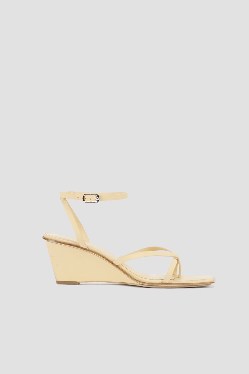 Laura Ankle Wrap Wedge Sandal-neutrals #0 Laura Ankle Wrap Wedge Sandal, Almond leather strap-detail wedge-heel sandals from 3.1 PHILLIP LIM featuring tonal design, open toe, strap detailing, buckle-fastening ankle strap and wedge heel.- 0