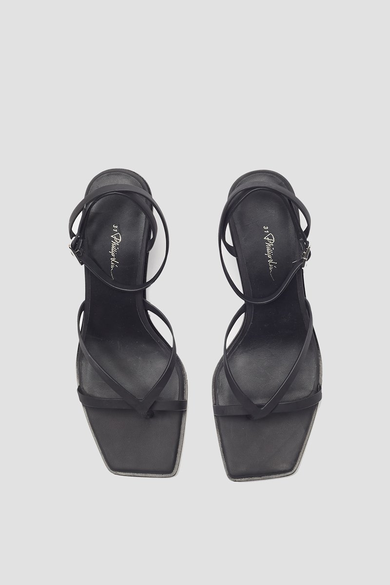 Laura Ankle Wrap Wedge Sandal-black #0 Laura Ankle Wrap Wedge Sandal, Black leather strap-detail wedge-heel sandals from 3.1 PHILLIP LIM featuring tonal design, open toe, strap detailing, buckle-fastening ankle strap and wedge heel.- 6