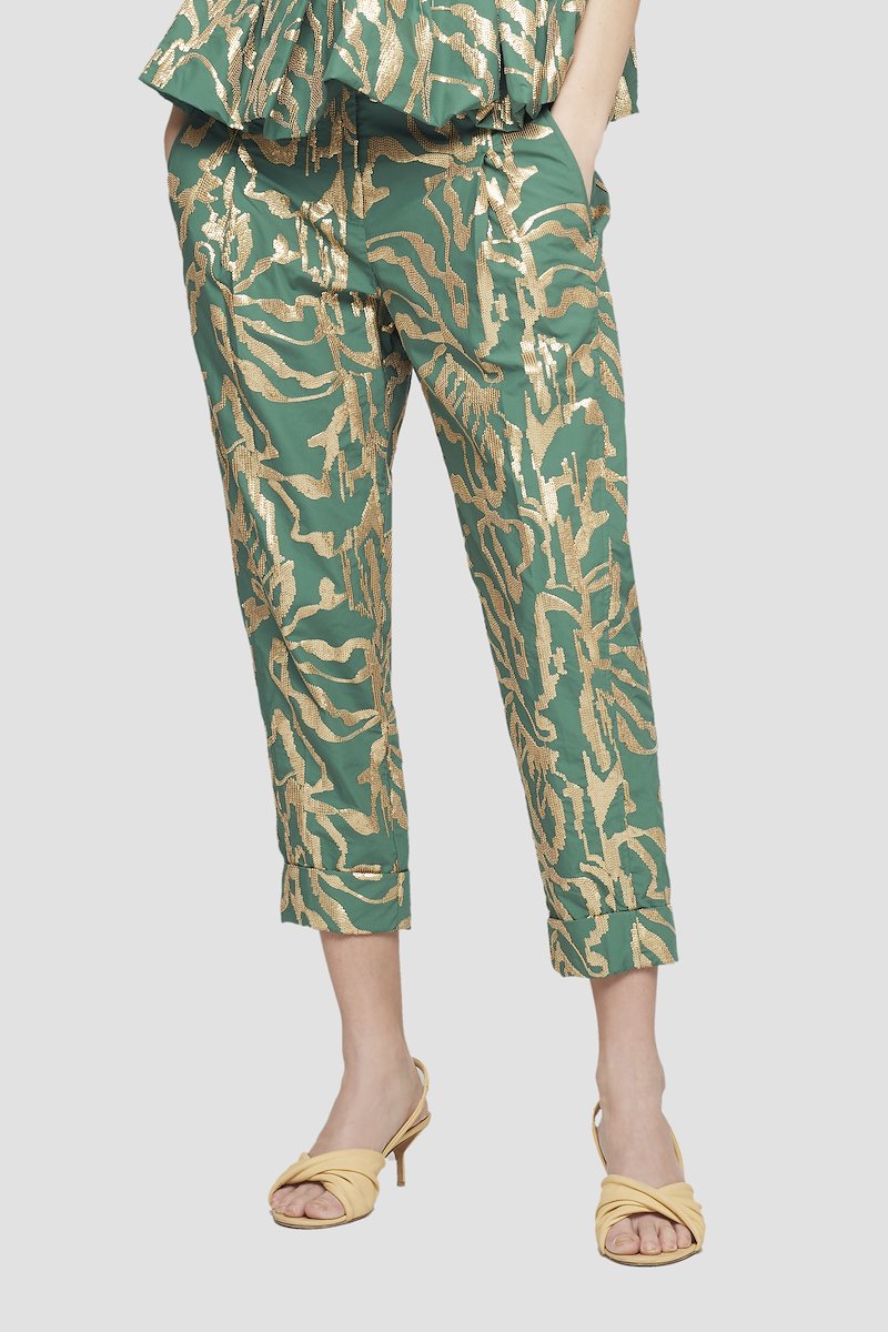 Embellished Cuffed Trouser-green #1 Embellished Cuffed Trouser, null- 3