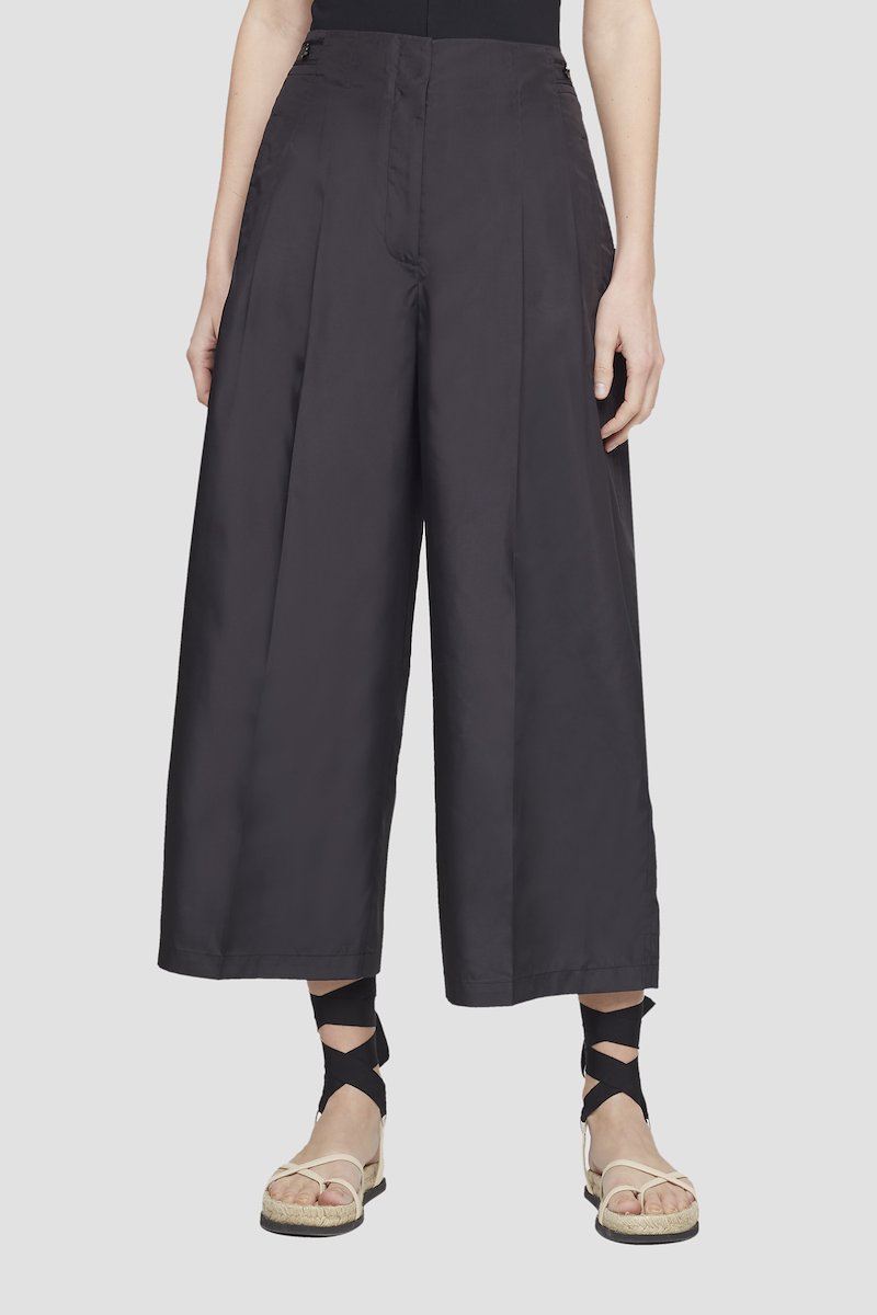 Cropped Taffeta Pant-black #1 Cropped Taffeta Pant, Black cropped wide-leg trousers from 3.1 PHILLIP LIM featuring high waist, front button and zip fastening, two side slit pockets, two rear welt pockets, wide leg, cropped leg and tonal design.- 1