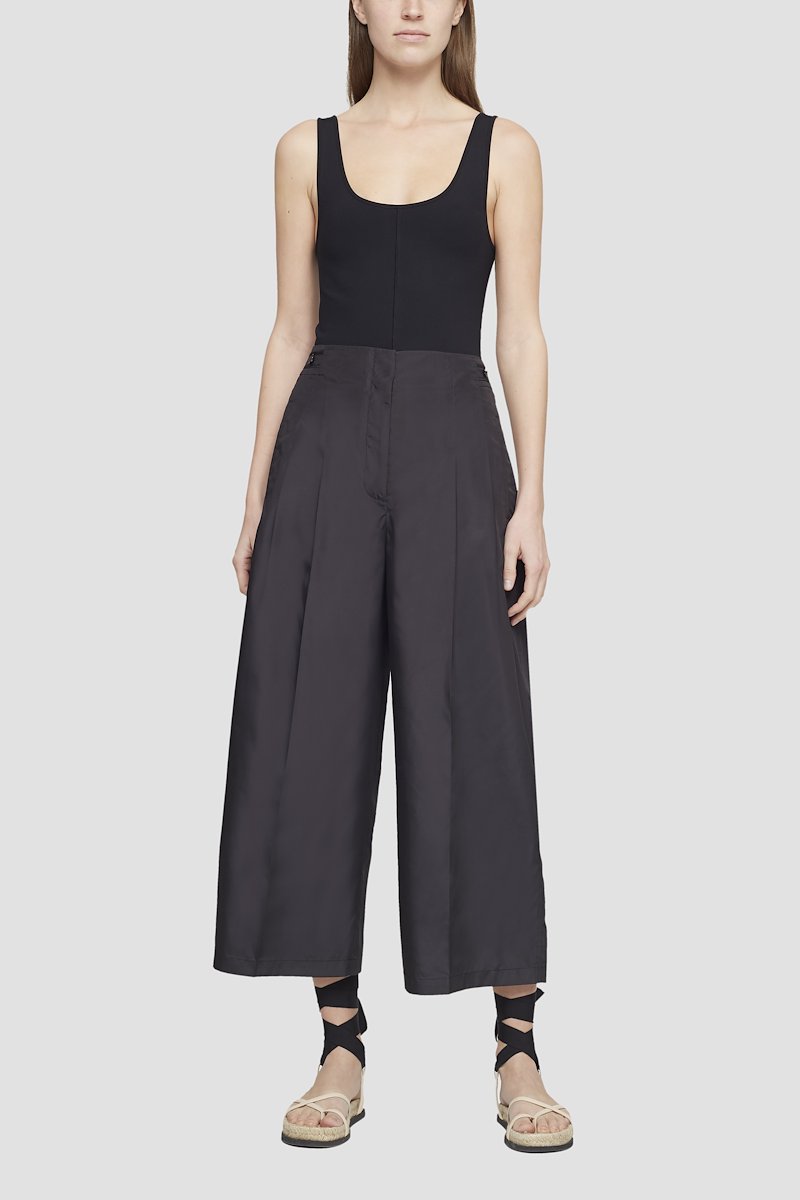 Cropped Taffeta Pant-black #0 Cropped Taffeta Pant, Black cropped wide-leg trousers from 3.1 PHILLIP LIM featuring high waist, front button and zip fastening, two side slit pockets, two rear welt pockets, wide leg, cropped leg and tonal design.- 4