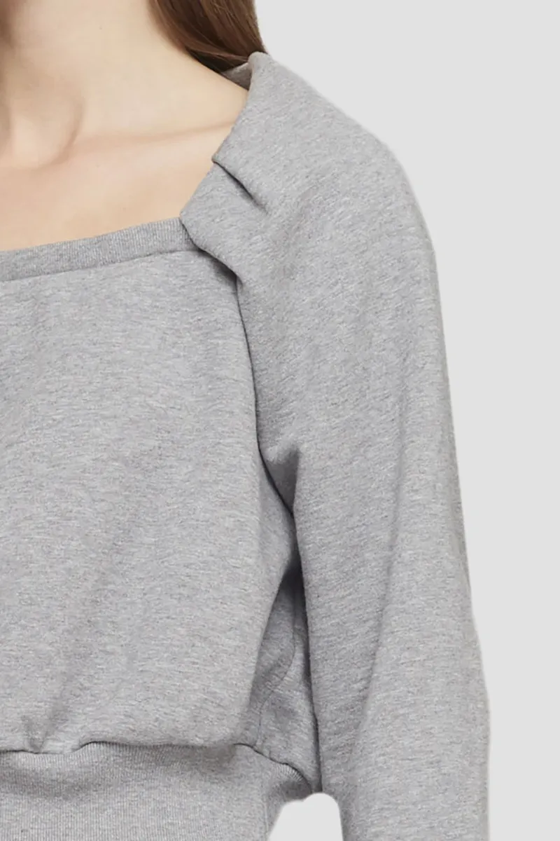 Square Neck French Terry Top in grey 