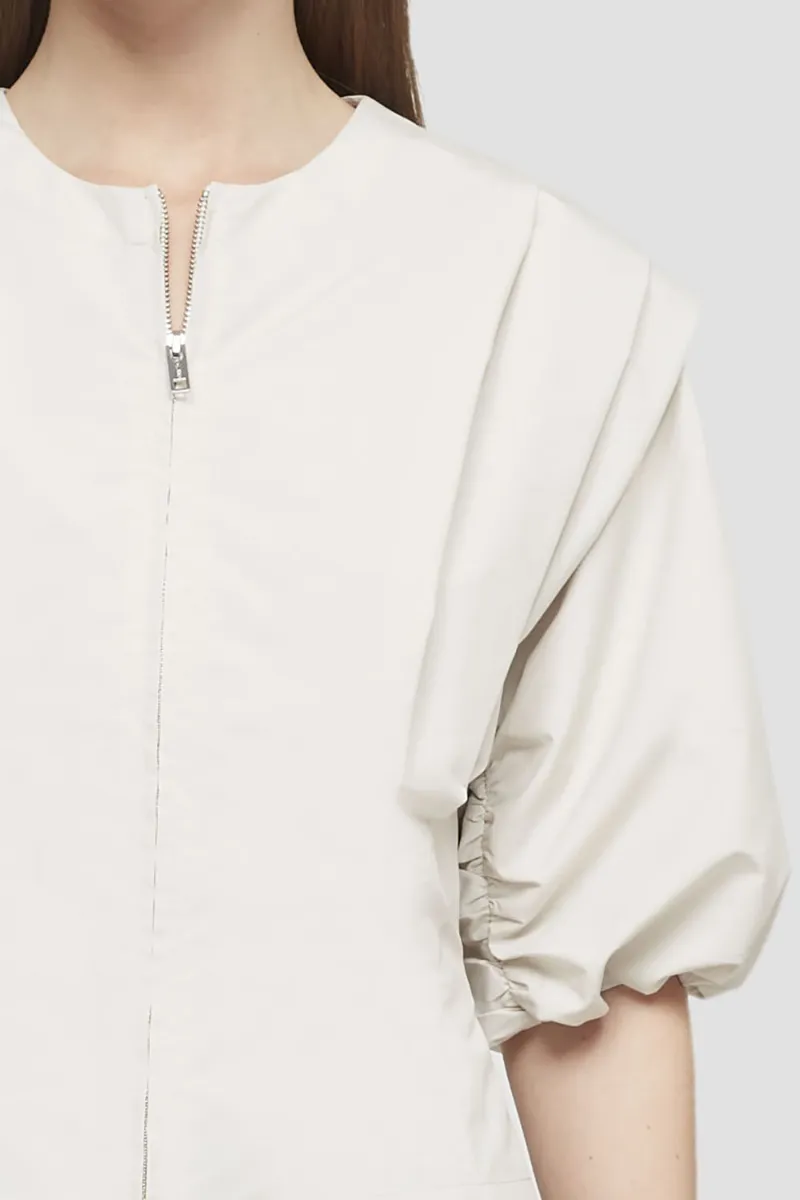 Puff Sleeve Zip-Up Top in neutrals | 3.1 Phillip Lim Official Site