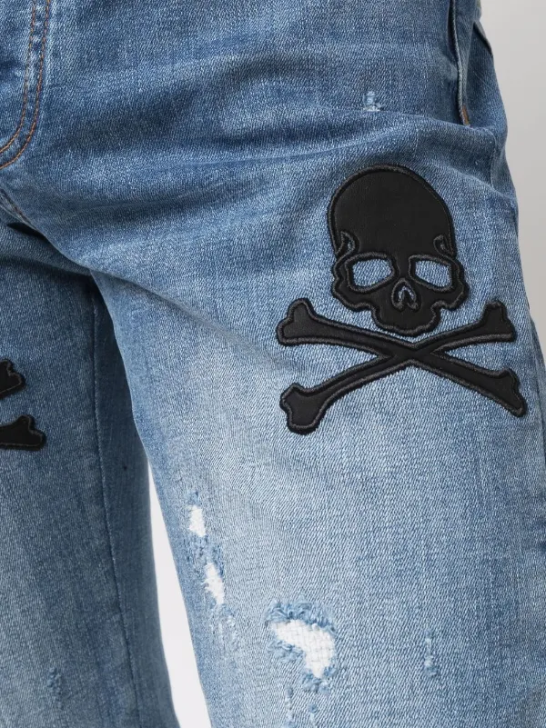 Philipp Plein blue skull-patch 