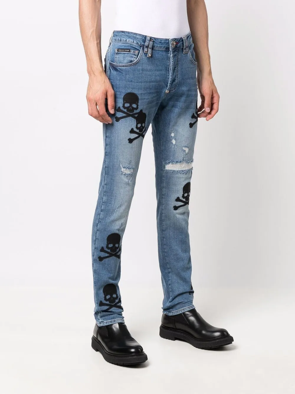 фото Philipp plein джинсы прямого кроя с эффектом потертости