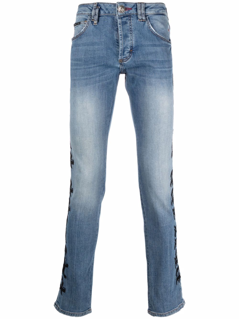 

Philipp Plein jeans rectos con logo - Azul