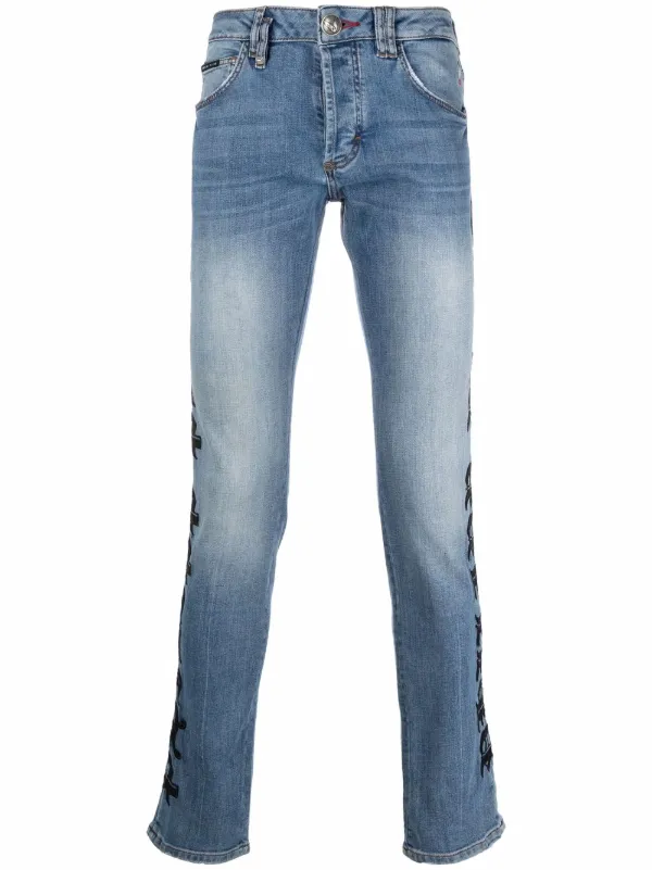 Philipp Plein logo-print straight-cut Jeans - Farfetch