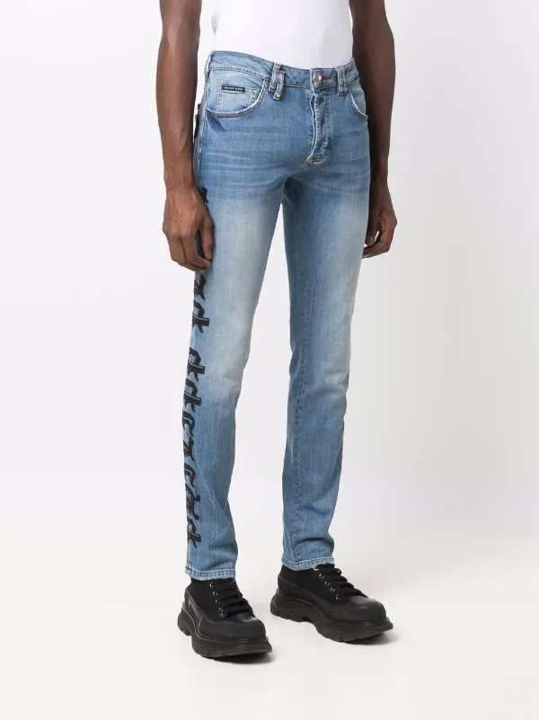 Philipp Plein logo-print straight-cut Jeans - Farfetch