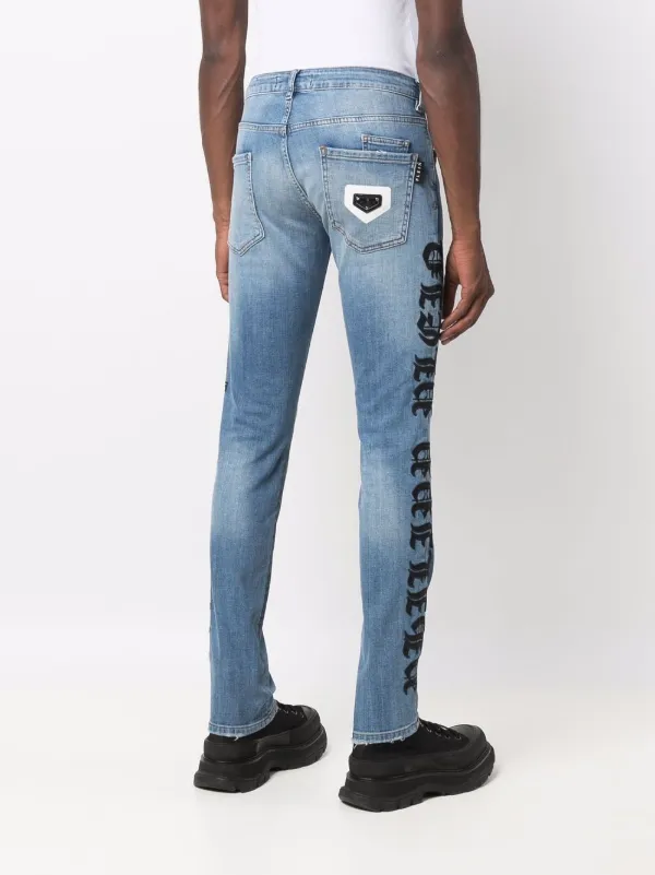 Philipp Plein logo-print straight-cut Jeans - Farfetch