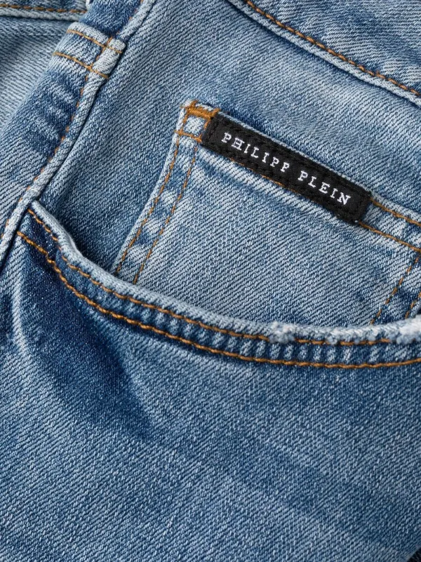 Shop Philipp Plein logo-print straight-cut jeans with Express ...
