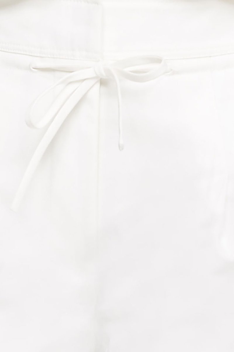 Tie Waist Utility Jogger-white #0 Tie Waist Utility Jogger, White cotton tapered track pants from 3.1 PHILLIP LIM featuring drawstring fastening waist, pleat detailing, two side slit pockets, tapered leg and tonal design.- 4