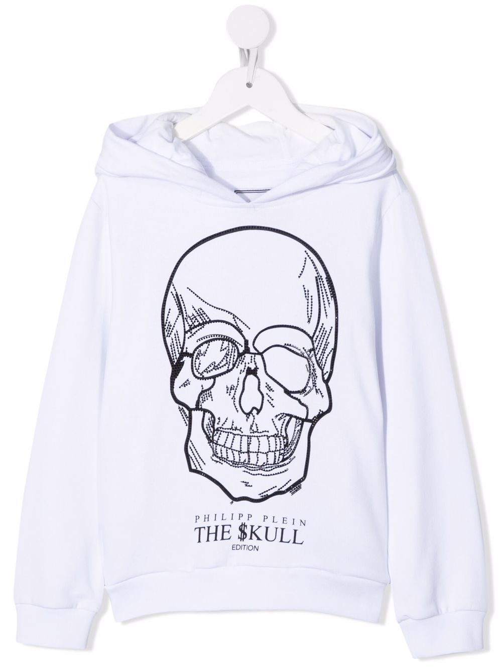 Philipp Plein Junior skull-embellished hoodie - White