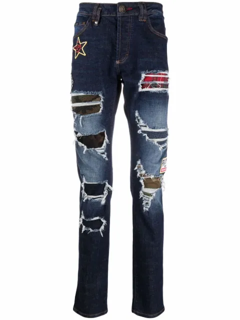 Philipp Plein Super-Straight patches-detail jeans