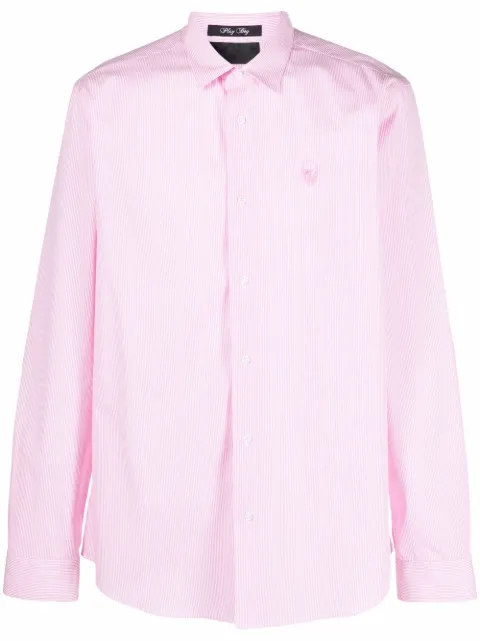 Philipp Plein skull-embroidered striped shirt