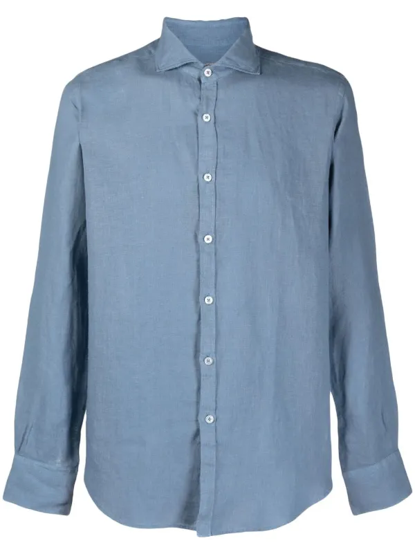 canali slim fit dress shirts Elegant men's shirt in blue cotton jersey