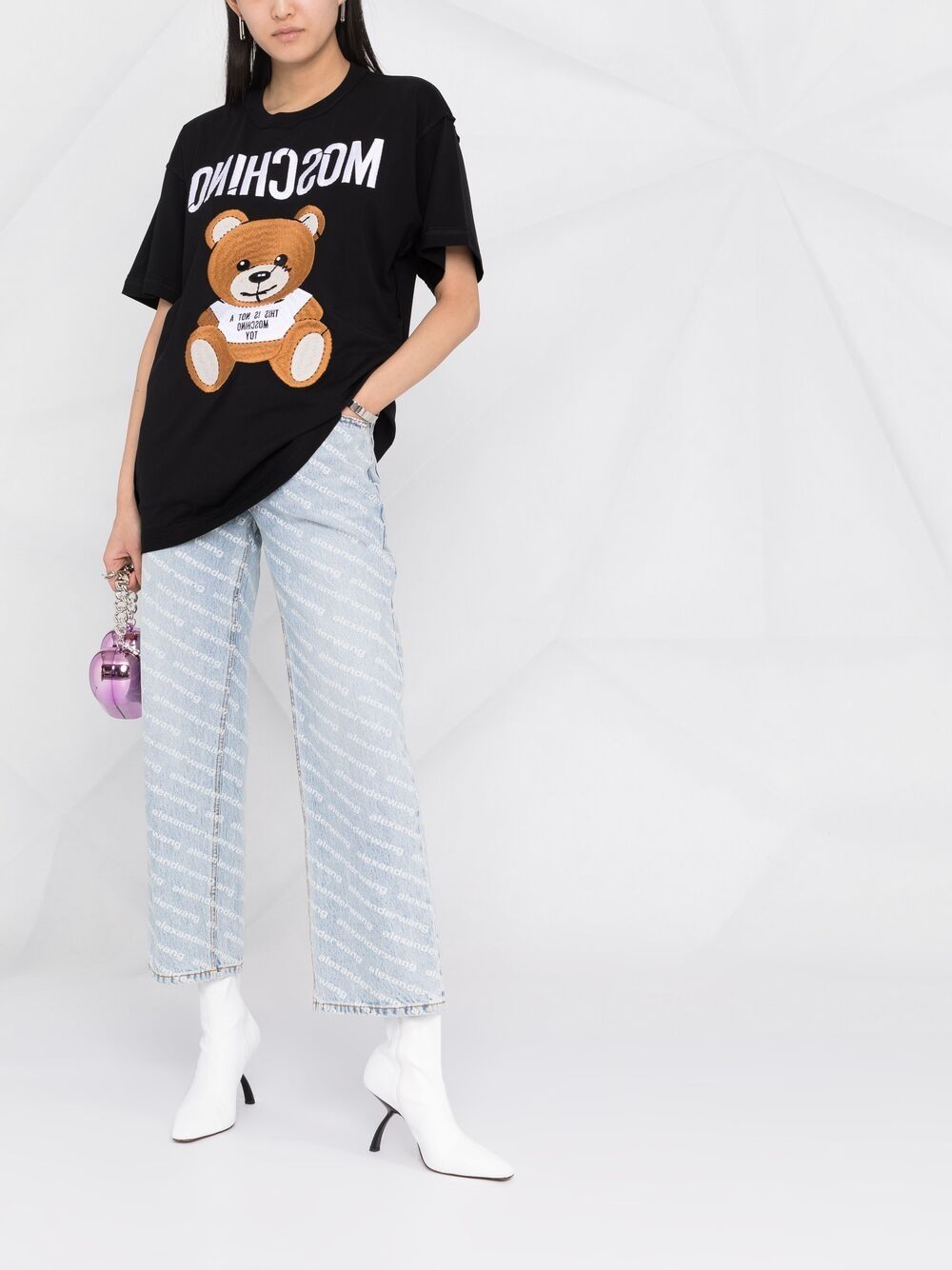 фото Moschino футболка с вышивкой teddy bear