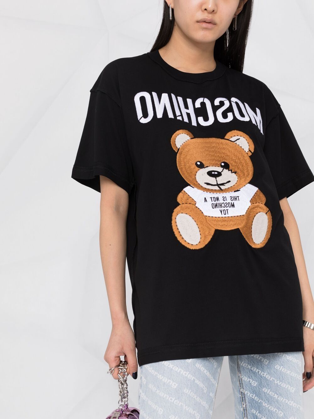 фото Moschino футболка с вышивкой teddy bear