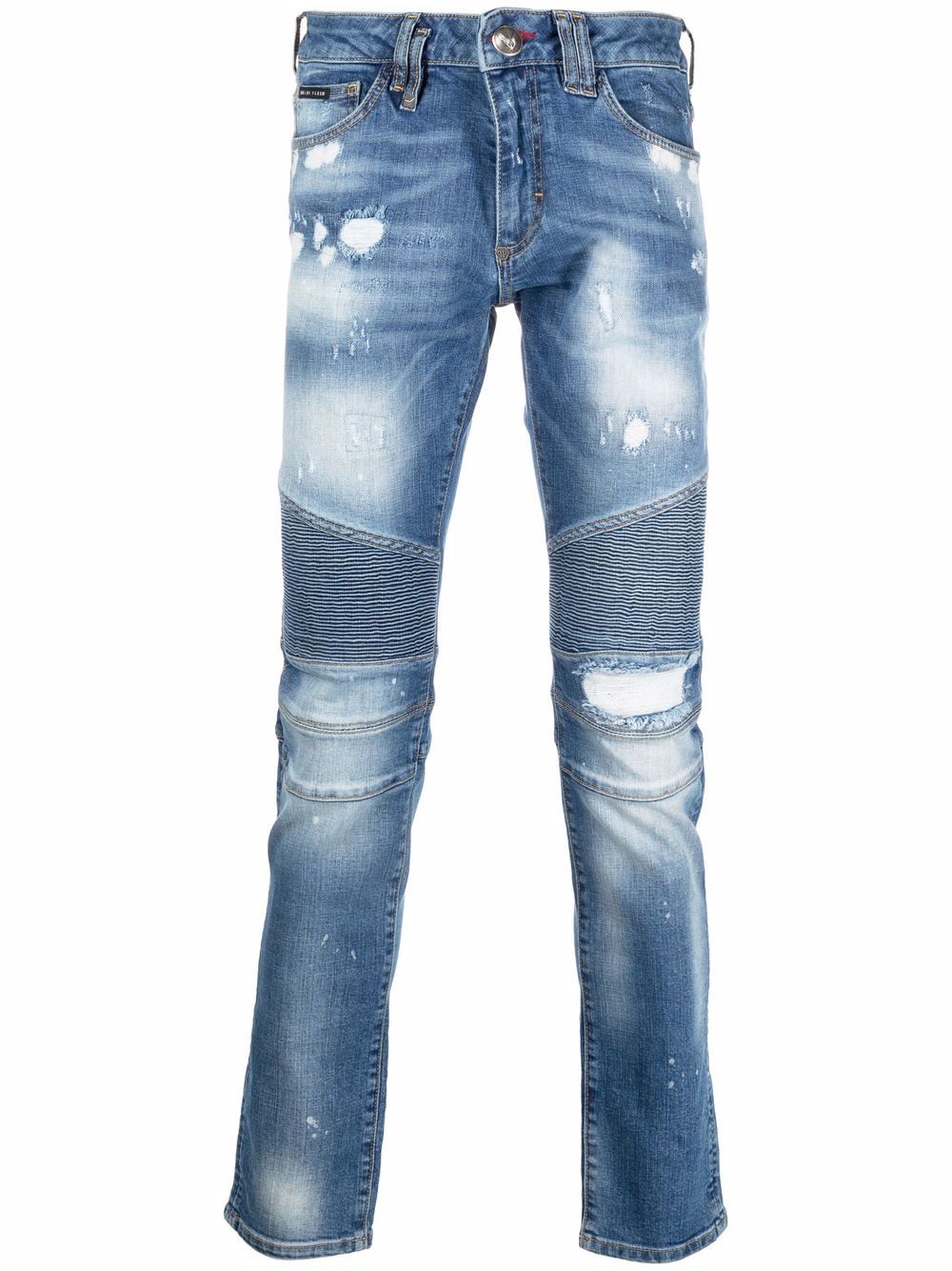 

Philipp Plein jeans estilo biker de corte slim - Azul