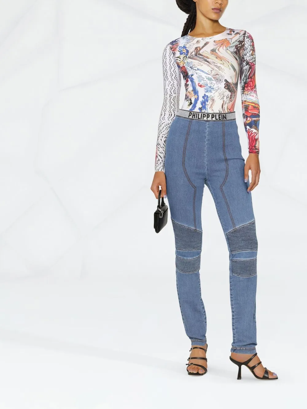 Philipp Plein Jegging verfraaid met logo - Blauw