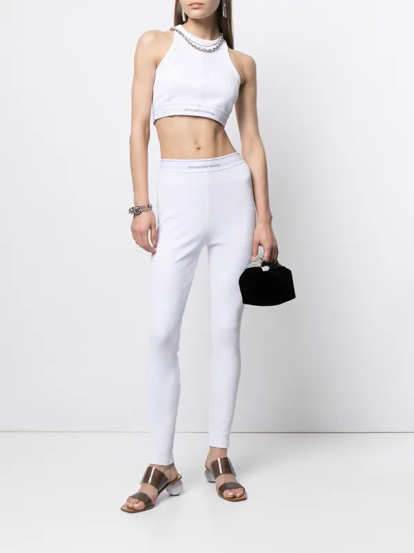 Shop Alexander Wang logo-tape ribbed 