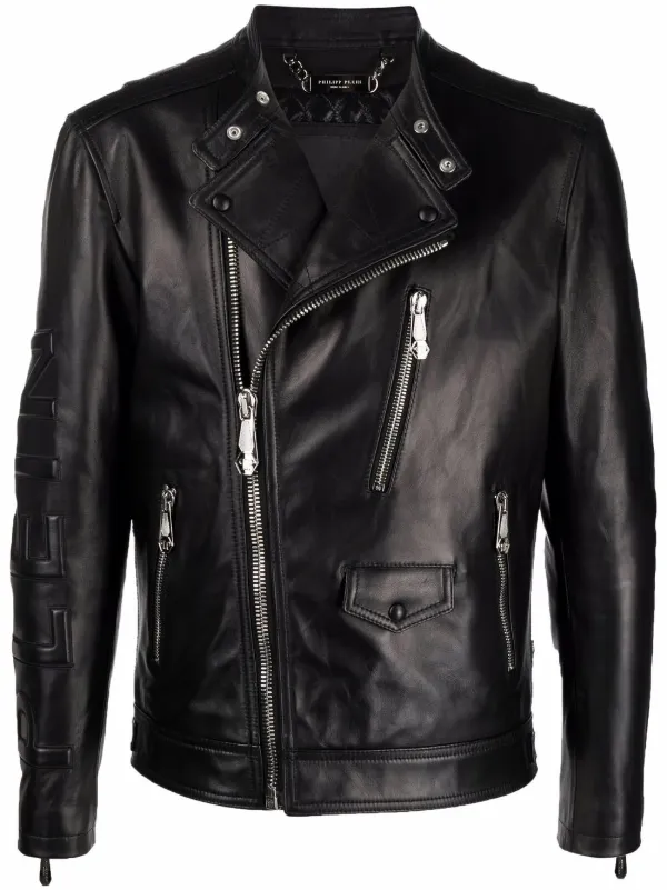 januari Woud Subtropisch Philipp Plein Leather Biker Jacket - Farfetch